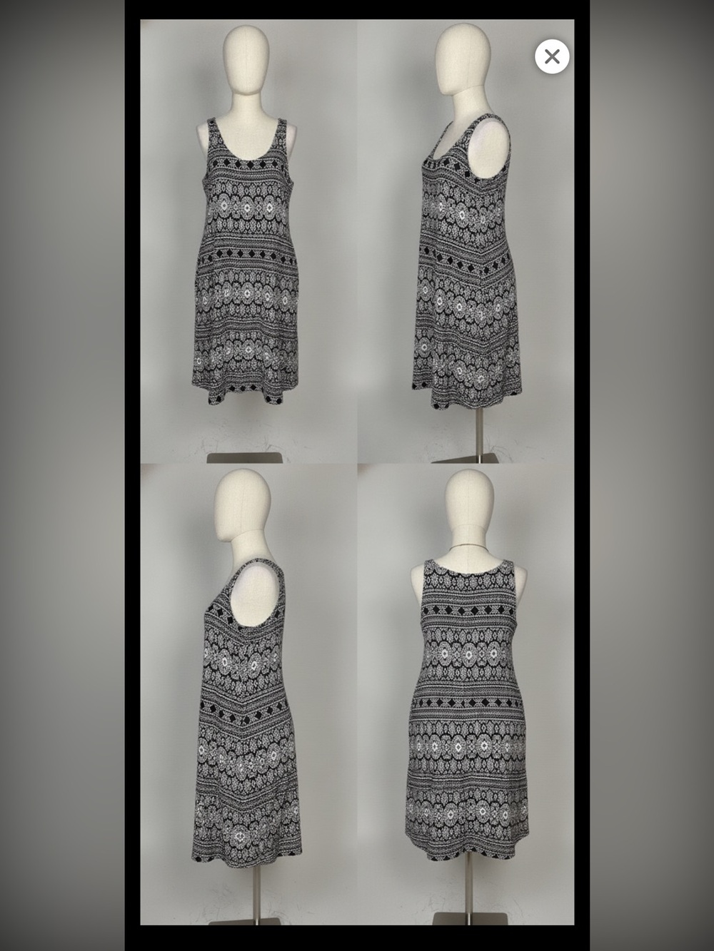 Black and White Patterned Sleeveless Dress
